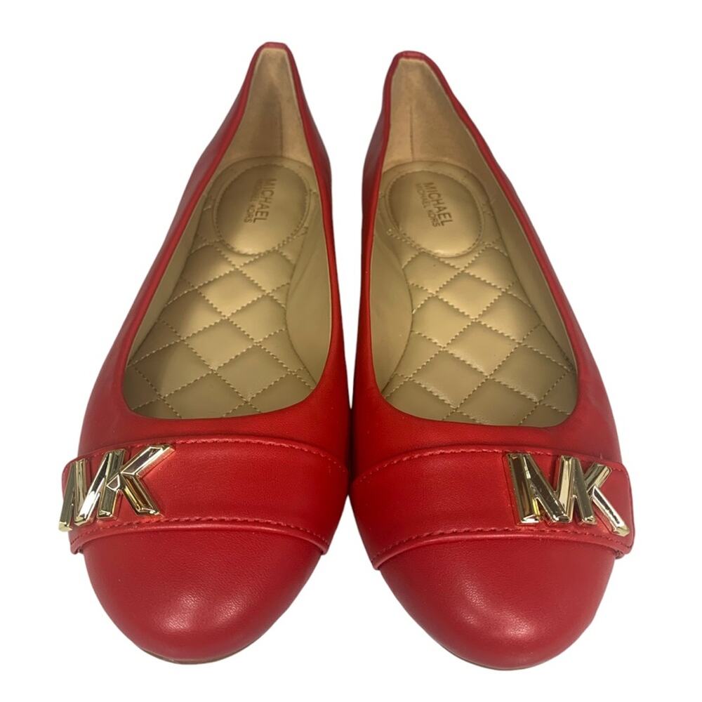 MICHAEL Michael Kors NWT Jilly Flats Slip On Red Size 7 MK Gold on Each Side
